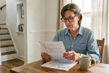 Propriétaire examinant un contrat de location pour aménager son sous-sol en logement locatif